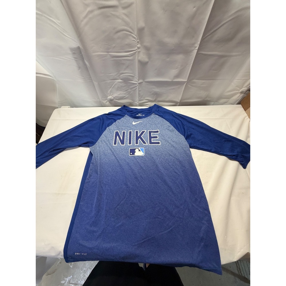 Nike MLB Dri-FIT Blue 3/4 Sleeve Raglan Training Shirt Mens Large Athletic Cut